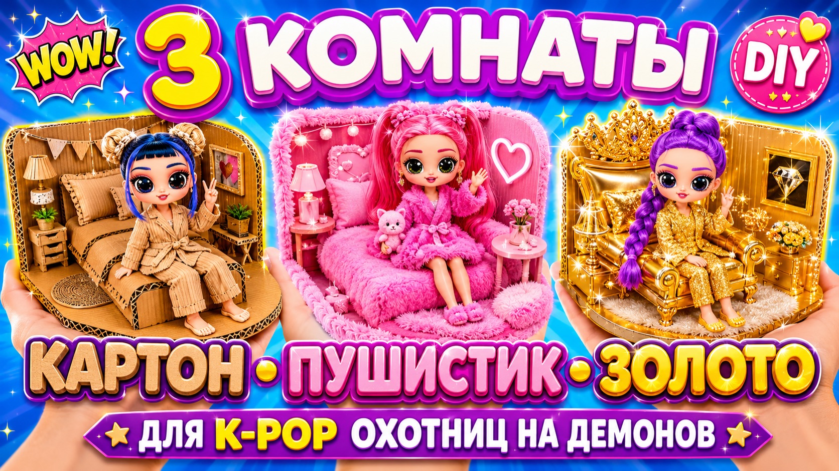 Делаем 3 комнаты для Кейпоп Охотниц на Демонов_ картонный, пушистый, золотой!Куклы ЛОЛ ОМГ! смотреть онлайн