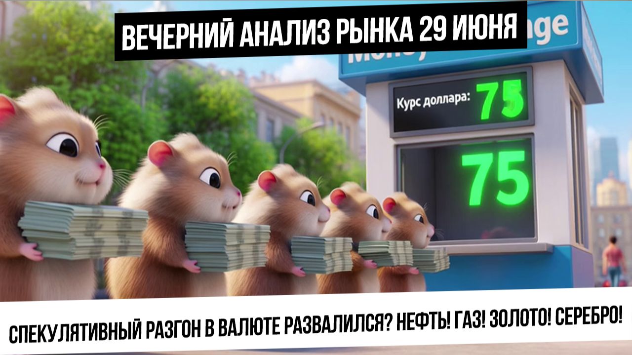 Вечерний анализ рынка 29 июня. Разгон в валюте закончен? Серебро и золото будут расти? Газ упал! смотреть онлайн