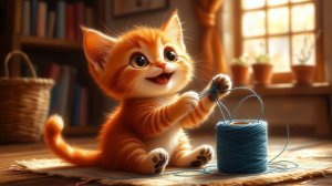 Мультики для детей.Котенок играется
