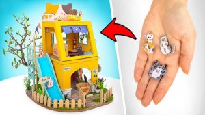 Миниатюрный кошкин дом своими руками 🐱 DIY, который тебя удивит 😱
