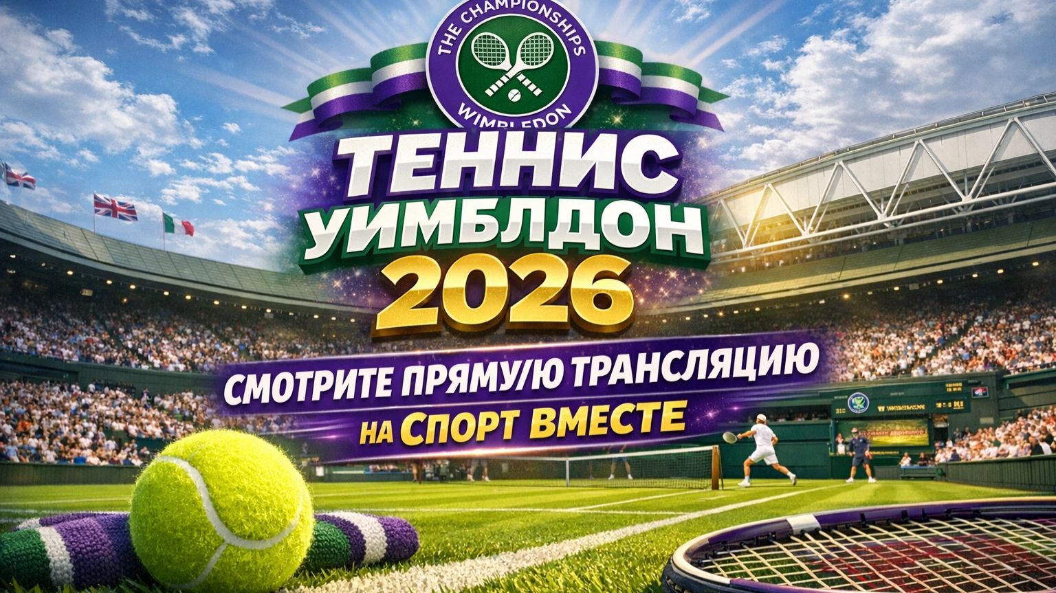 У Ибин — Джокович Н Теннис Уимблдон 2026 Трава Прямая трансляция смотреть онлайн