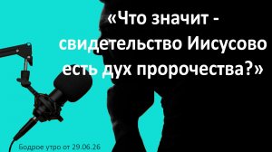 Бодрое утро 29.06.26 - «Что значит - свидетельство Иисусово есть дух пророчества?»