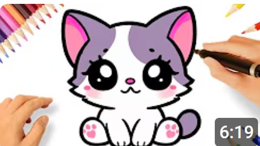 КАК НАРИСОВАТЬ ПРОСТОГО КОТЕНКА В СТИЛЕ КАВАЙИ 😻❤️ смотреть онлайн