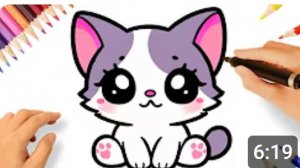 КАК НАРИСОВАТЬ ПРОСТОГО КОТЕНКА В СТИЛЕ КАВАЙИ 😻❤️