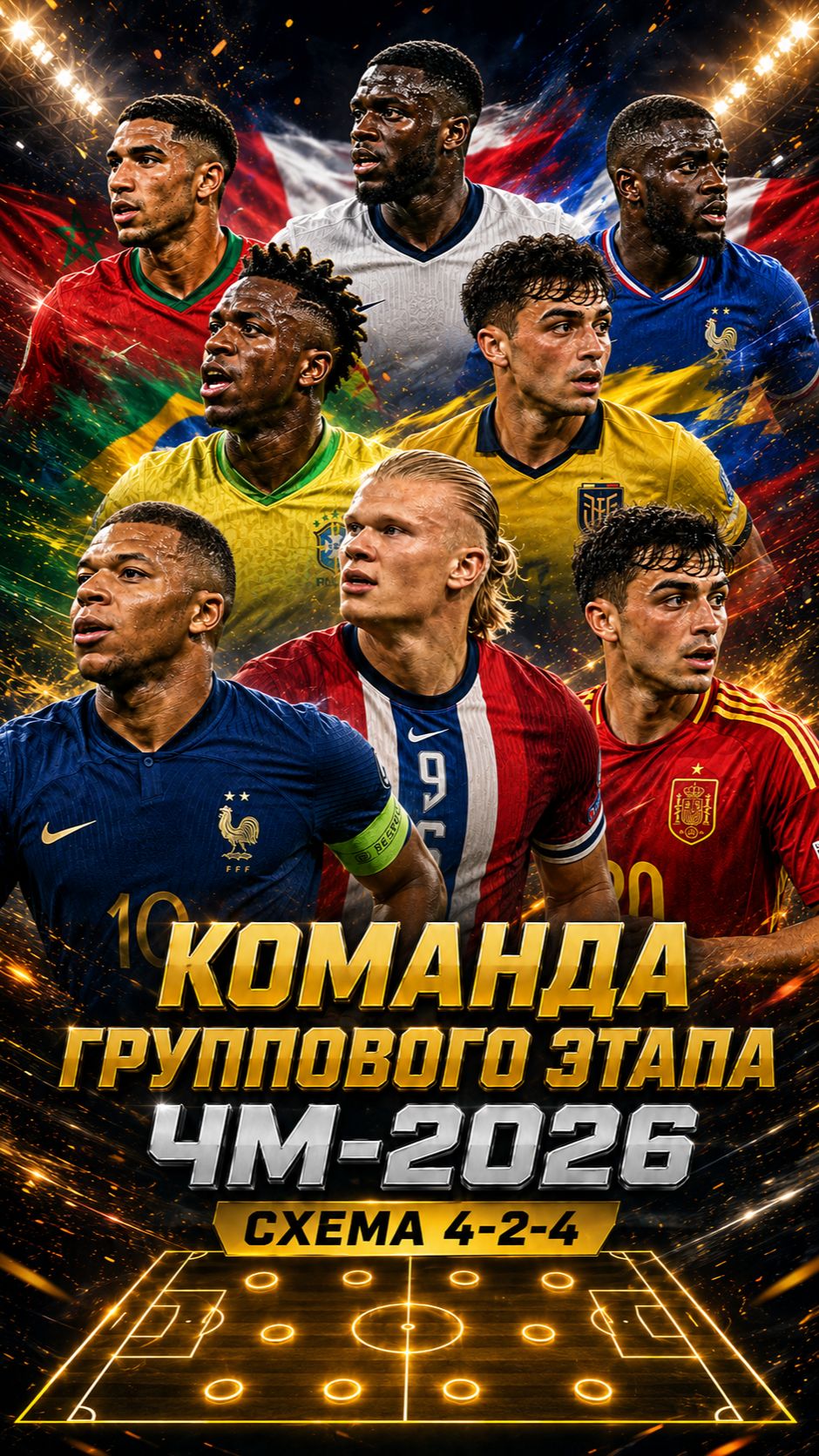 ЛУЧШИЕ ИГРОКИ ГРУППОВОГО ЭТАПА ЧМ-2026! Месси, Мбаппе, Холанд и Винисиус в Команде 4-2-4