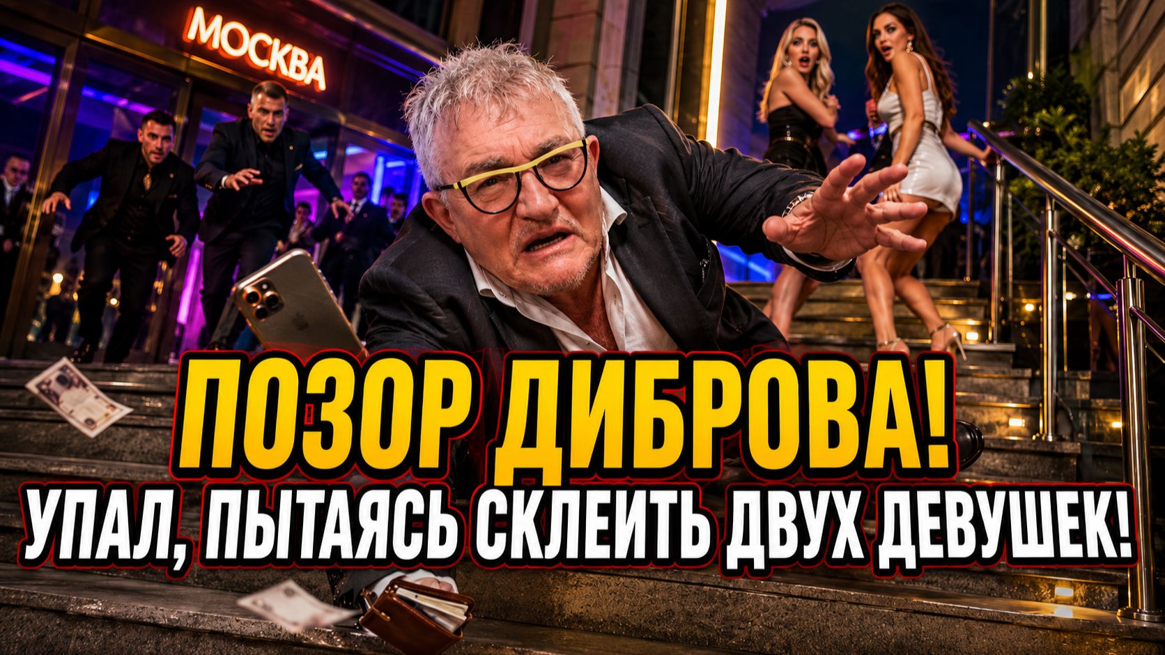 Позор Диброва! Уважаемый ведущий упал с лестницы в клубе, пытаясь склеить двух малолеток! смотреть онлайн