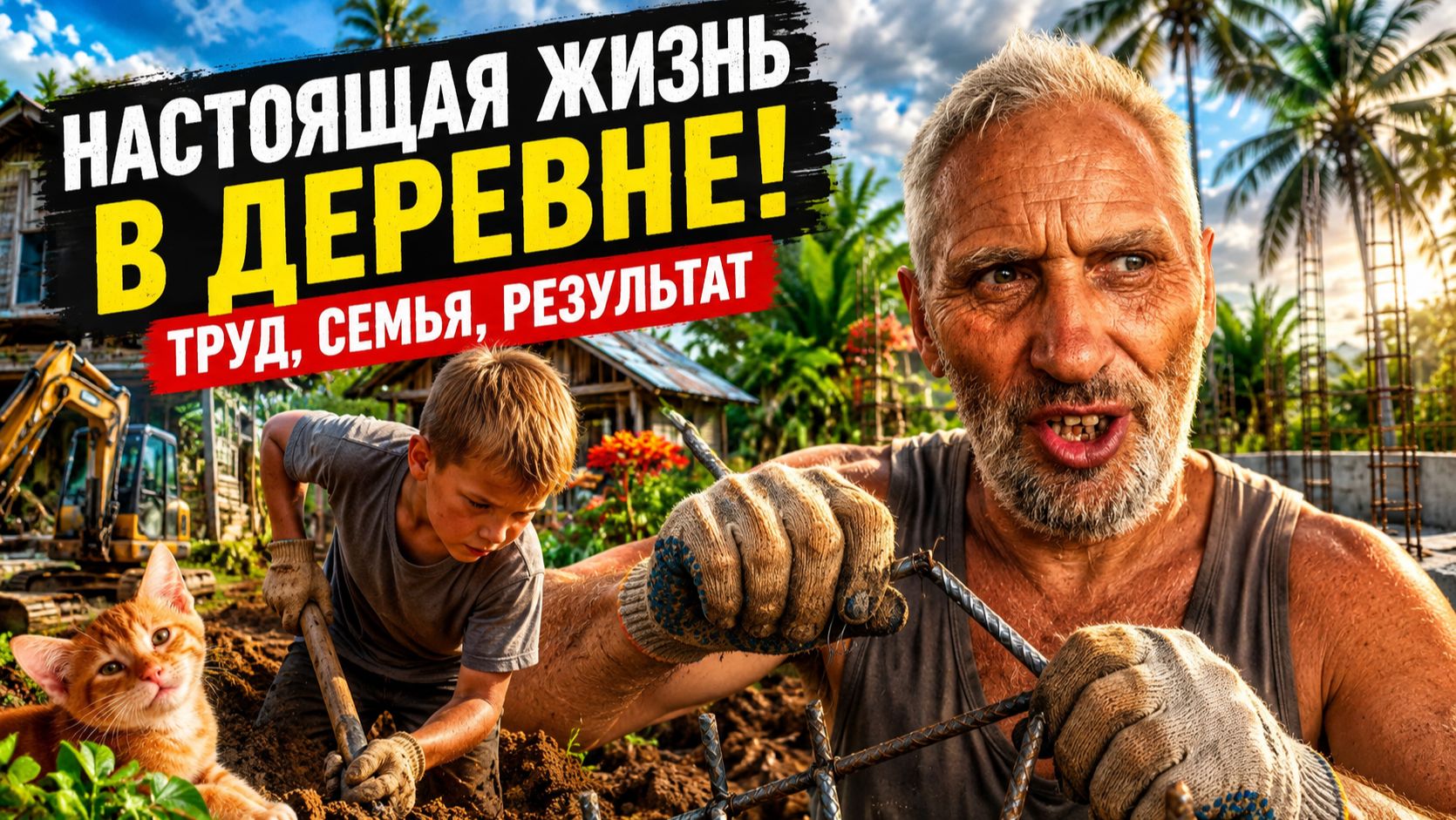 Настоящая жизнь в деревне: стройка, грязь, погода и крепкая связь отца и сына смотреть онлайн