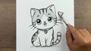 Как нарисовать милого Кота карандашом