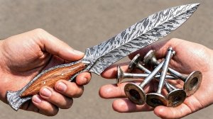Сделал красивый нож (кинжал) из старых клапанов двигателя