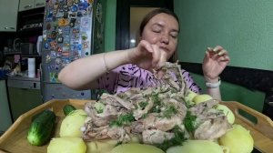 Мукбанг/Бешбармак с уткой/Еда/Вкусная домашняя еда