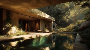 brutalist ambient ｜｜ pool house ｜｜ afternoon sun