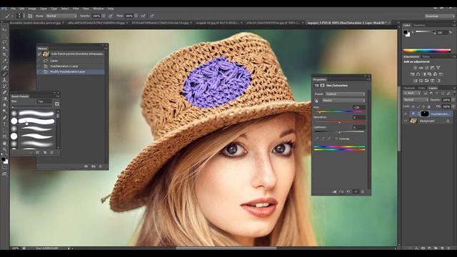 рисуем инструментами коррекции . Hue Saturation смотреть онлайн