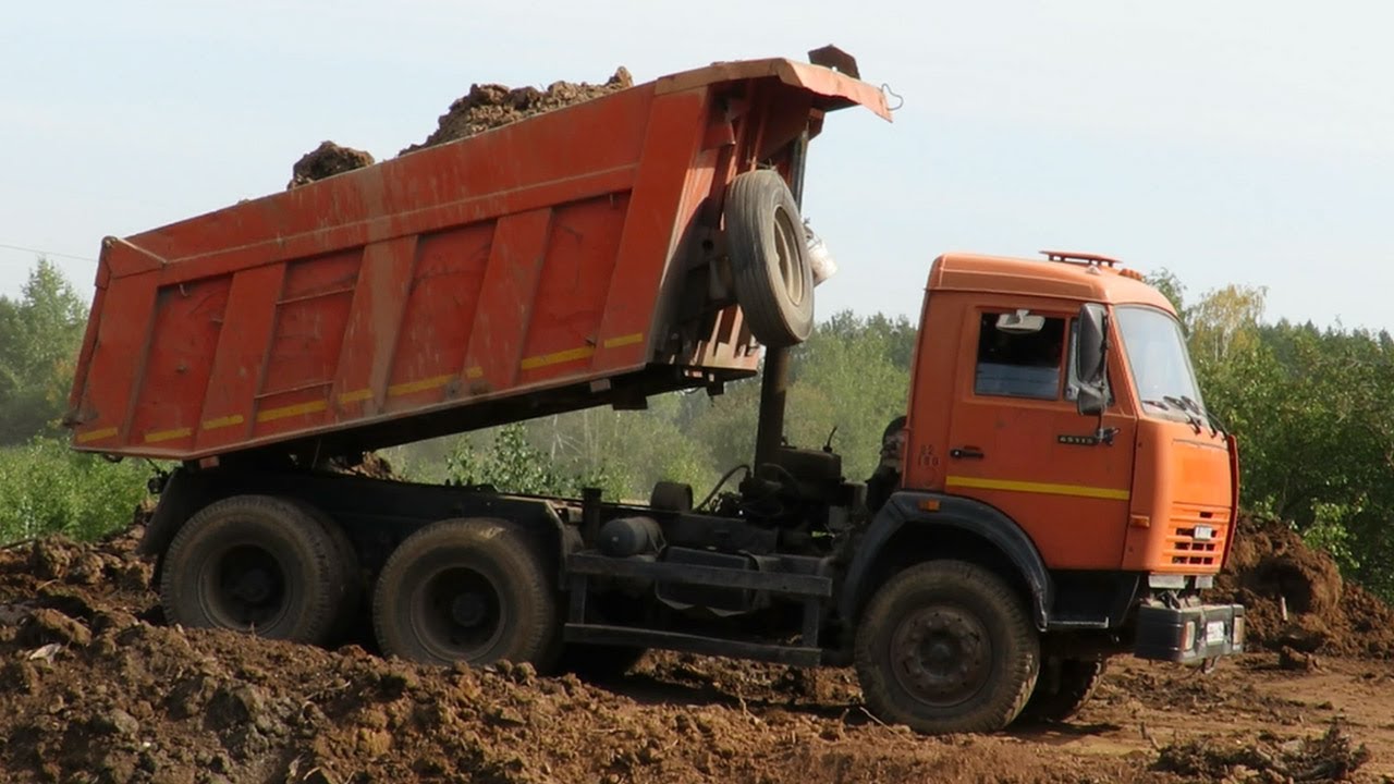 КАМАЗы разгружаются, Самосвал Камаз-65115 смотреть онлайн