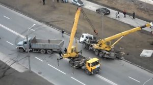 Подъем упавшего крана