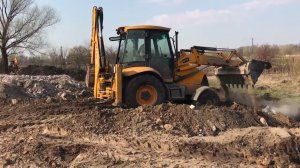 #excavator Jcb 3CX работа передним ковшом экскаватора