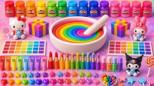 ASMR слайм видео 🌈 DIY Радужный Китти облачный слайм с косметикой, тенями, игрушки, бусин, блёстками