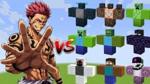 Ryomen Sukuna vs All Minecraft Bosses,Wither Storm,Warden - Minecraft Mob Battle