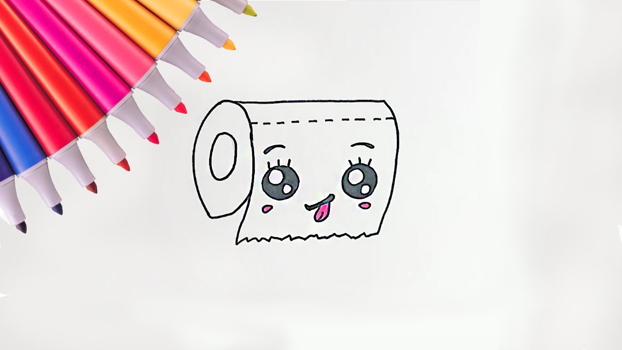 Как нарисовать очень милую Туалетную Бумагу How to draw a very cute Toilet Paper смотреть онлайн