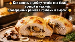 🔥 Как запечь индейку, чтобы она была сочной и нежной_ проверенный рецепт с грибами и сыром! 😋
