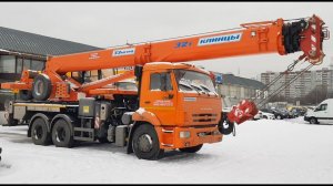 Короткое обзорное видео автокрана КЛИНЦЫ КС-55729-1К-3 на шасси КАМАЗ-65115.