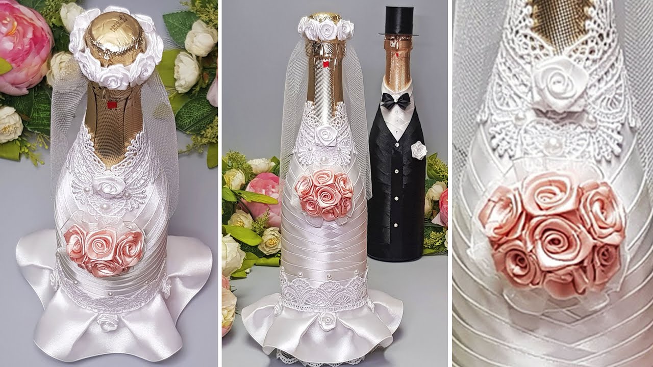 💖Самый красивый свадебный декор бутылки🌹Этот подарок украсит стол жениха и невесты. смотреть онлайн
