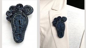 Джинсовая брошь «Стопа» своими руками | DIY Stop Brooch Denim Brooch | DIY broche de mezclilla