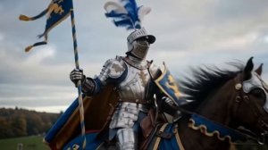 Рыцарь в доспехах скачет на коне