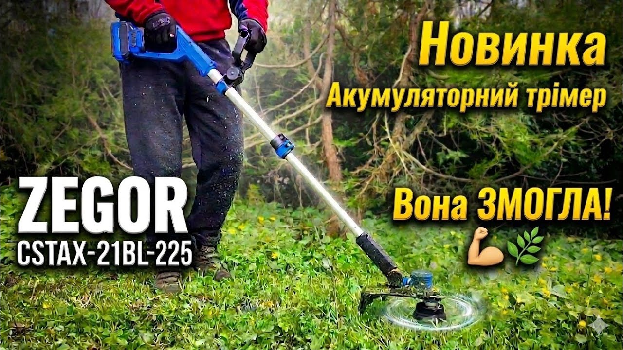 Акумуляторна коса ZEGOR CSTAX-21BL-225: Повний огляд та тест на траві смотреть онлайн