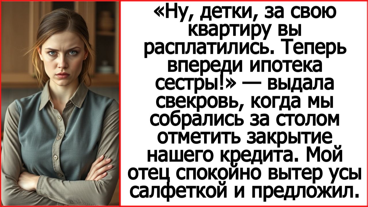 Истории из жизни. За свою квартиру вы расплатились. Теперь впереди ипотека сестры! Жизненные истории