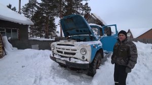 Холодный пуск ЗиЛ 130 Вывозим снег