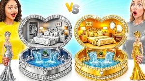 Строим Удивительный Кукольный Домик Золотой vs Серебряный Челлендж | Крутые Творческие Лайфхаки