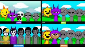 Incredibox Sprunki (Ребенок против нормального против человека против Incredibox)