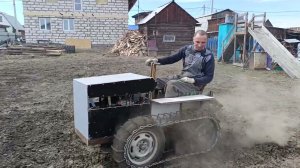 Гусеничный мини трактор, тестируем гусеницу.