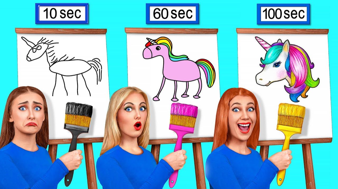 10 Секунд vs 60 Секунд vs 100 Секунд Челендж Малюнок Multi DO Challenge смотреть онлайн