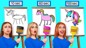 10 Секунд vs 60 Секунд vs 100 Секунд Челендж Малюнок Multi DO Challenge