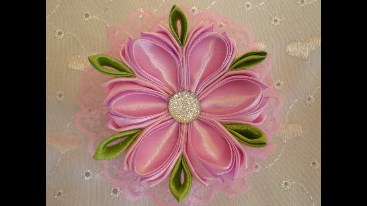 Красивый Цветок Своими Руками. КАНЗАШИ из Лент./DIY /KANZASHI / Make Hair Bow /Tutorial / Flower./ смотреть онлайн
