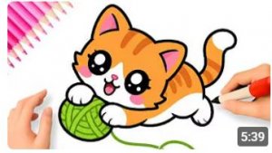 КАК ПРОСТО НАРИСОВАТЬ МИЛОГО ИГРАЮЩЕГО КОТЕНКА В СТИЛЕ КАВАЙИ🧶