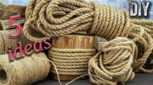 🔊DIY5 СТИЛЬНЫЕ ИДЕИ ДЕКОРА ДЛЯ ДОМА ИЗ КАРТОНА, ДЖУТА. ИДЕИ ПОДЕЛОК ИЗ ОТХОДОВ Jute craft ideas easy