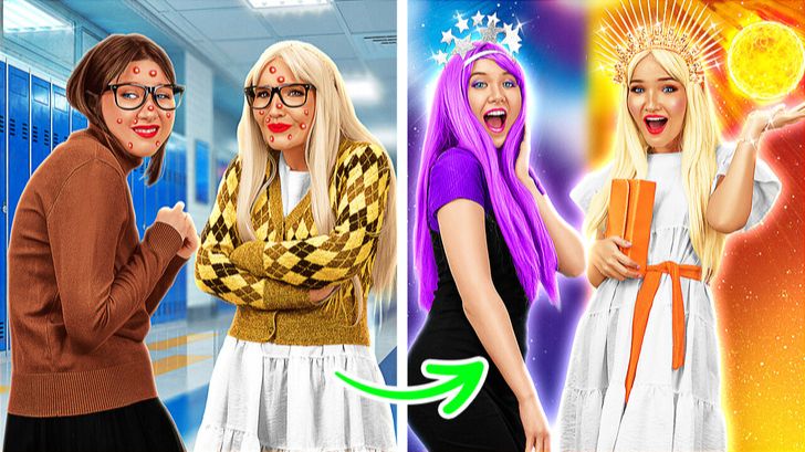 День vs ночь 😱 фантастическое преображение в королеву школы смотреть онлайн