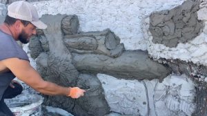 Facade stone art concrete .Как сделать камень из арт бетона фасад здания Цоколь колона из Арт бетона
