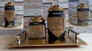 DIY.💖🎁👍Как сделать красивый декор для дома,своими руками.Декор банок.Золотой поднос,сделай сам