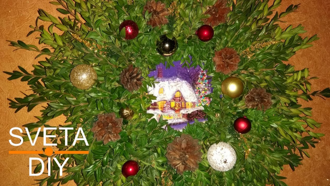 Рождественский венок своими руками из веток новогодний венок 3-d Самшит Christmas wreath diy смотреть онлайн