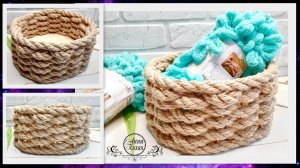 DIY🧶ИДЕЯ ИЗ ДЖУТОВОЙ ВЕРЕВКИ ДЛЯ ОРГАНИЗАЦИИ ДОМА🧶Плетеная корзинка из веревки🧶