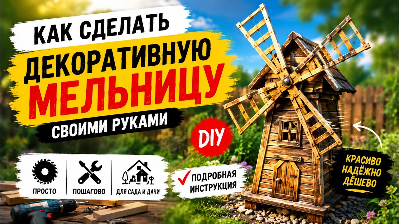 Самодельная декоративная мельница для дачи