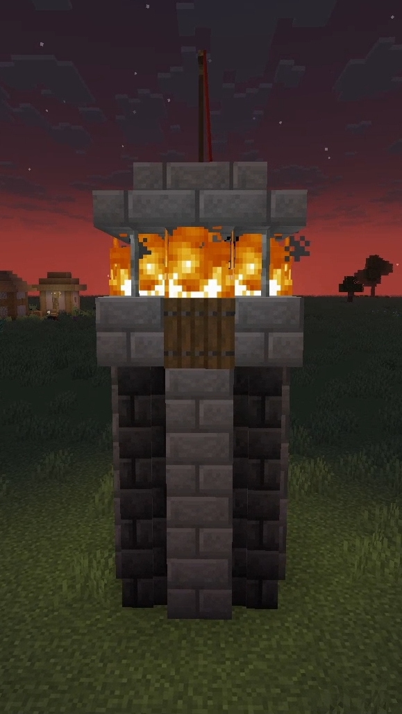 Строительство огненной вышки в Minecraft