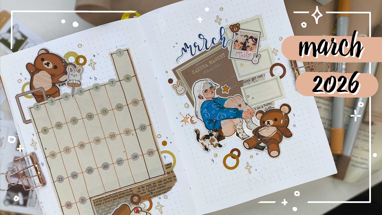 ✨🧸 МАРТ 2026 | Оформление с ПЛЮШЕВЫМИ МИШКАМИ 🧸✨ Ежедневник смотреть онлайн