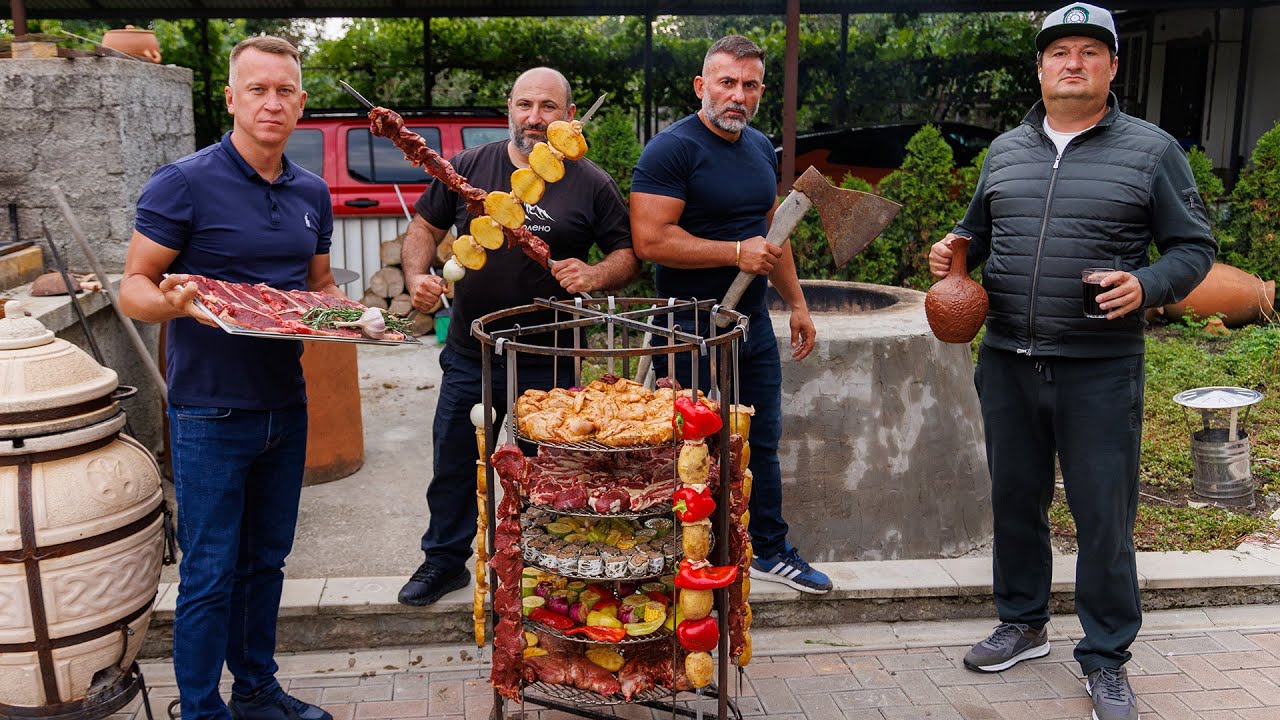 МЯСНОЙ ЭКСТАЗ в ТАНДЫРЕ! ПЯТЬ видов МЯСА Цесарка, кролик, говядина, баранина. Мясное ассорти ENG SUB смотреть онлайн