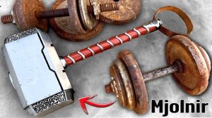 Изготовление массивного молота Тора из тяжелых гантелей