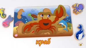 Морские животные для малышей. Игрушки для малыша пазл-сортировщик с обитателями океана