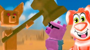 Розовый поросёнок в игре Super Bear Adventure вместе с желейным псом Стасиком.